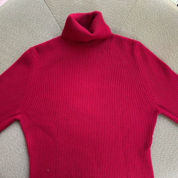 Dark Red Oxblood Cashmere Turtleneck Knit Sweater ~ L - Picture 6 of 13